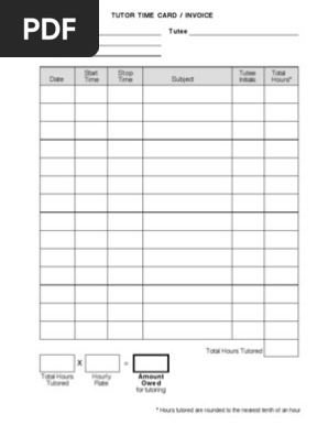 Time Card for Tutors