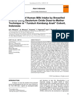 Assessment of Human Milk Intake by Breastfed Infants Using Deuterium Oxide Dose-to-Mother Technique in "Tumbuh Kembang Anak" Cohort, Indonesia