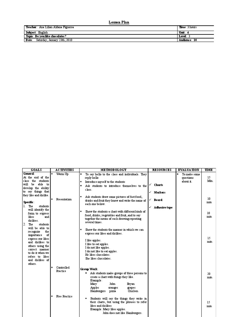 Lesson Plan 3 Del 20 de Marzo | PDF | Lesson Plan | Linguistics