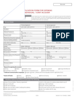Application Form For Opening Individual / Joint Account