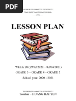 Lesson Plan: WEEK 28 (29/02/2021 - 02/04/2021) Grade 3 - Grade 4 - Grade 5