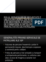 Rolul Serviciilor de Securitate Publică Din Cadrul OAI În Activitatea de Menținere A Ordinii Publice Și de Combatere A Faptelor Ilegale Prin Activități de Patrulare