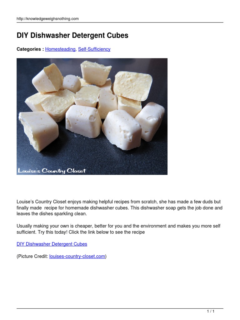 DIY Dishwasher Detergent Cubes PDF