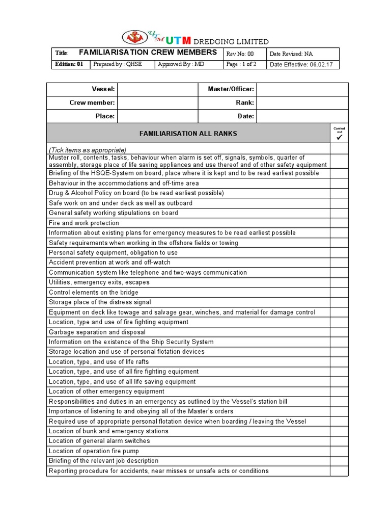 Crew Safety & Familiarization Guide | PDF | Firefighting | Safety