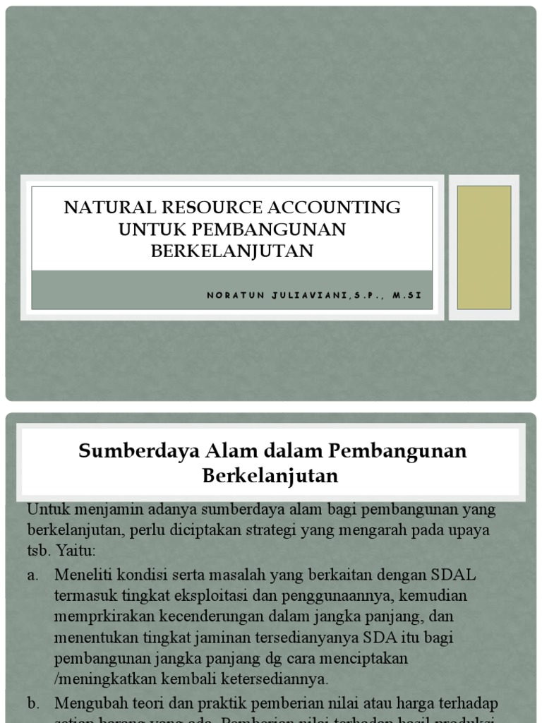 Natural Resource Accounting Untuk Pembangunan Berkelanjutan PDF