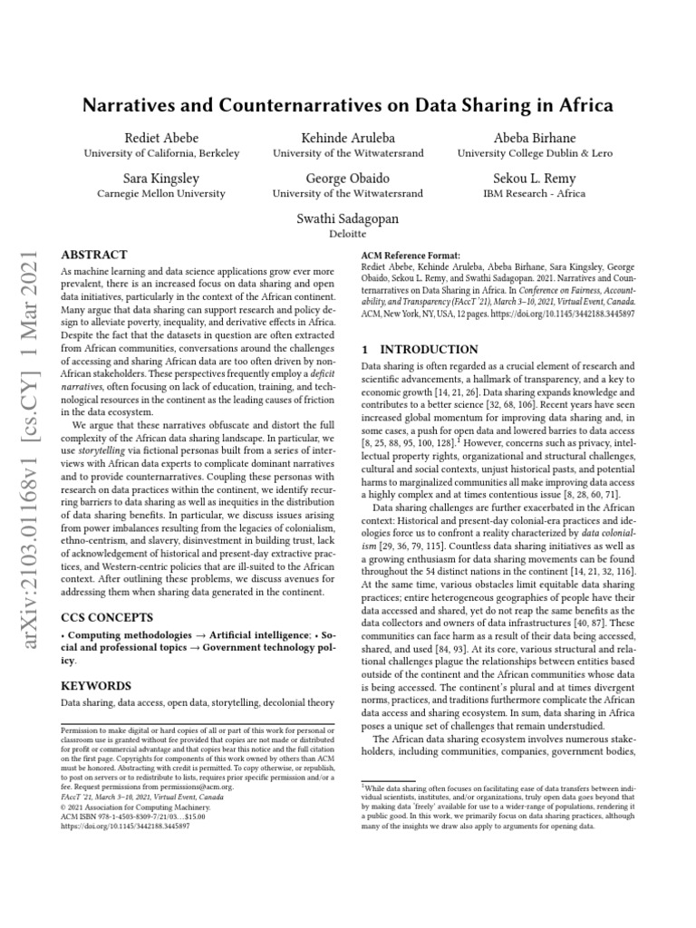 Narratives and Counternarratives On Data Sharing in Africa | PDF ...