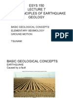 ESYS 150 Basic Principles of Earthquake Geology: Basic Geological Concepts Elementary Seismology Ground Motion Tsunami