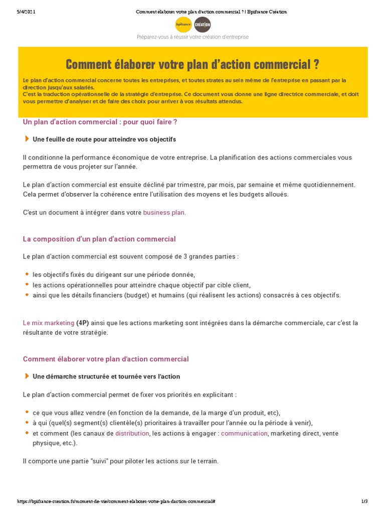 Élaborer un Plan d'Action Commercial | PDF | Sodles | Commercialisation