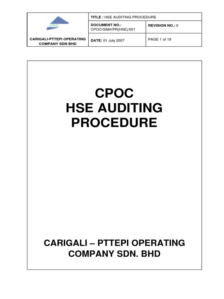 PR001 HSE Auditing Procedure | PDF | Auditor's Report | Audit