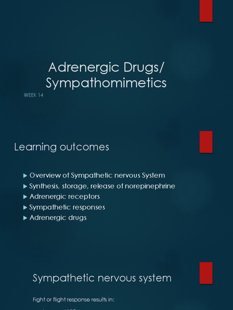 Adrenergic Drugs Overview and Actions | PDF | Norepinephrine | Vasodilation