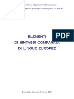Elementi di sintassi comparata di lingue europee - 2020