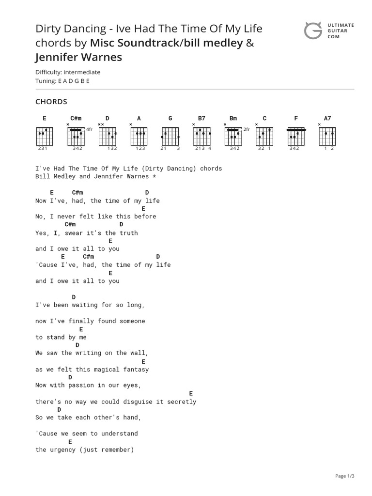 Dirty dancing ive had the time of my life chords ver 3 by misc