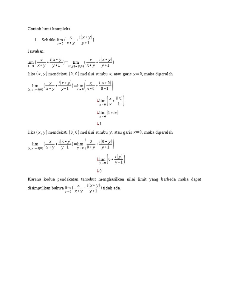 Contoh Limit Fungsi Kompleks | PDF | Metode & Bahan Ajar