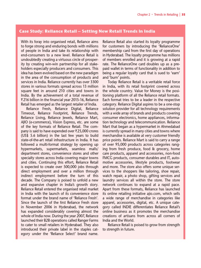 Reliance Case Study Pdf Retailing Retail