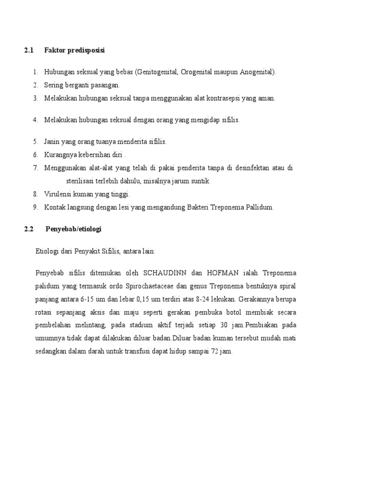 Faktor Predisposisi Dan Penyebab Sifilis PDF