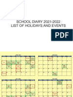 SCHOOL DIARY 2021-2022 List of Holidays and Events
