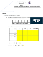 Quiz No. 3 - Problem Solving Involving Mean and Variance of A DRV (2nd Sem)