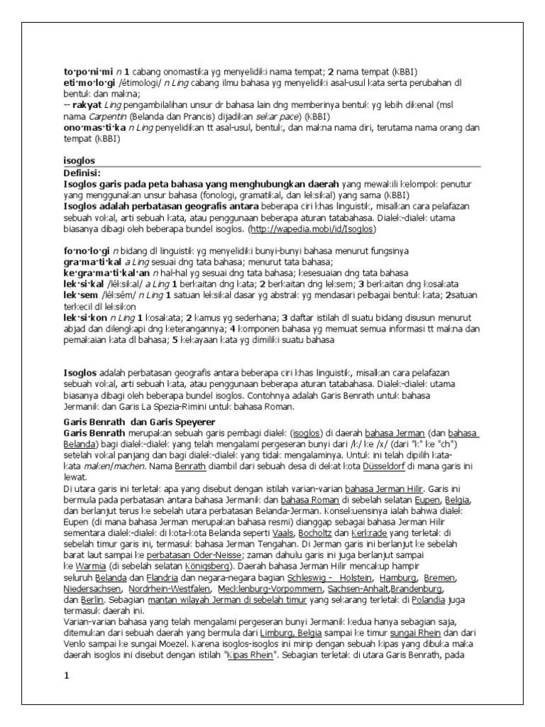 Isoglos dan Dialek dalam Linguistik | PDF