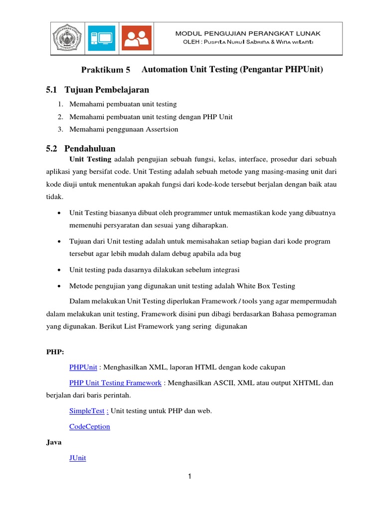 Panduan Lengkap Unit Testing dengan PHPUnit | PDF
