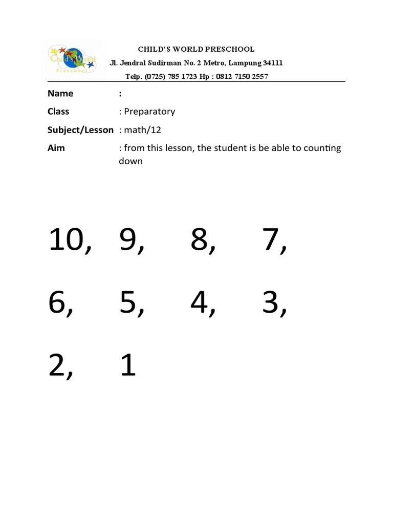 Name: Class Subject/Lesson: Math/12 Aim:: Preparatory | PDF