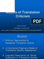 Models of Translation criticismcriticism