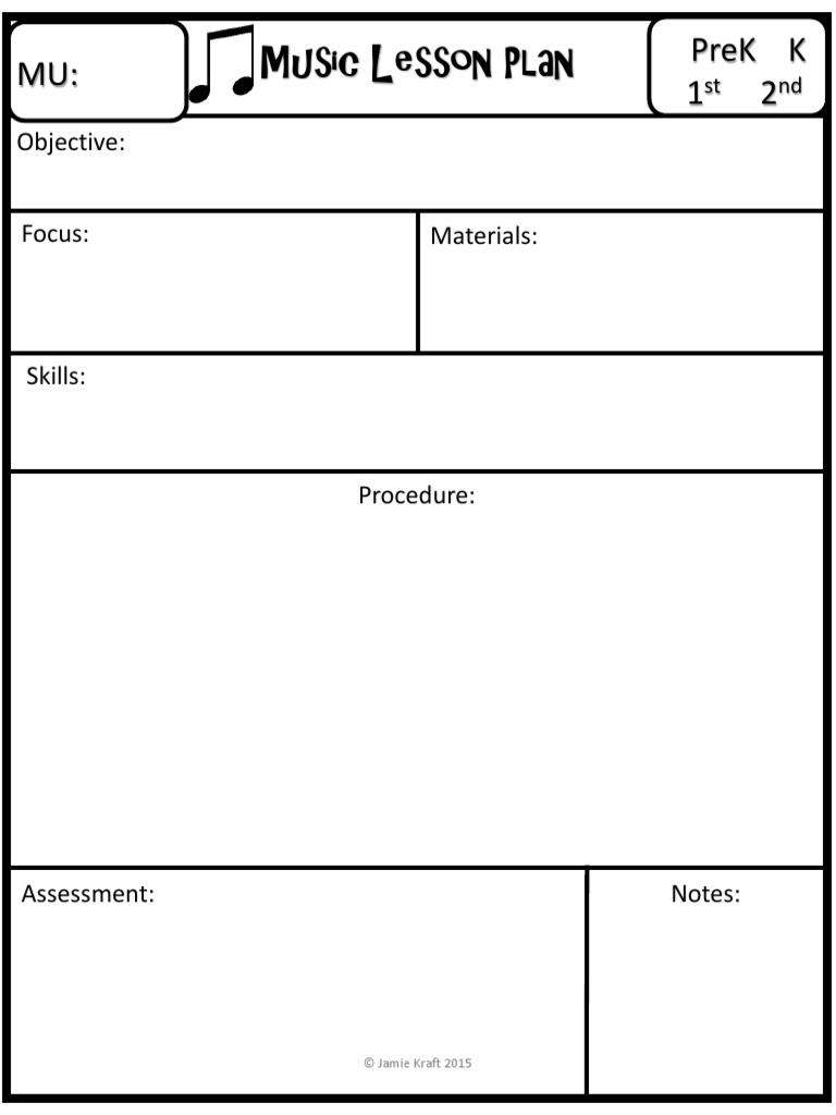 PreK-2 Music Lesson Plan Template | PDF