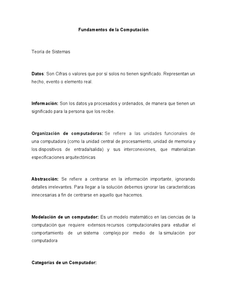 Fundamentos de La Computación TEMA 1 | PDF | Hardware de la computadora ...