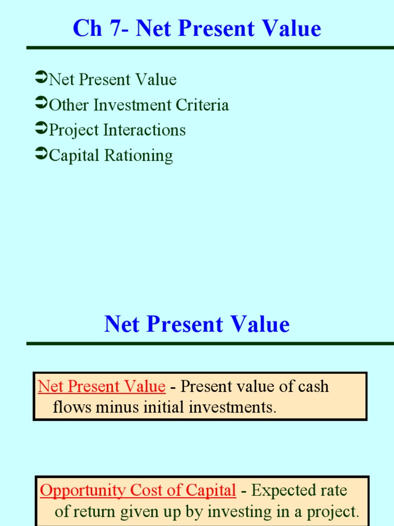 Ch 7 Net Present Value Pdf Net Present Value Internal Rate Of