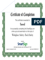 Back Safety Certificate