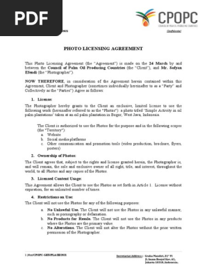 (Draft) Photo Licensing Agreement - CPOPC and Photographer_Humberto Gomez