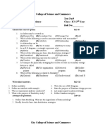 City College of Science and Commerce Test No:9 Subject: Computer Science Class: ICS 2 Year Student Name: - Roll No