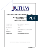 Universiti Tun Hussein Onn Malaysia Final Examination Semester I SESSION 2019/2020