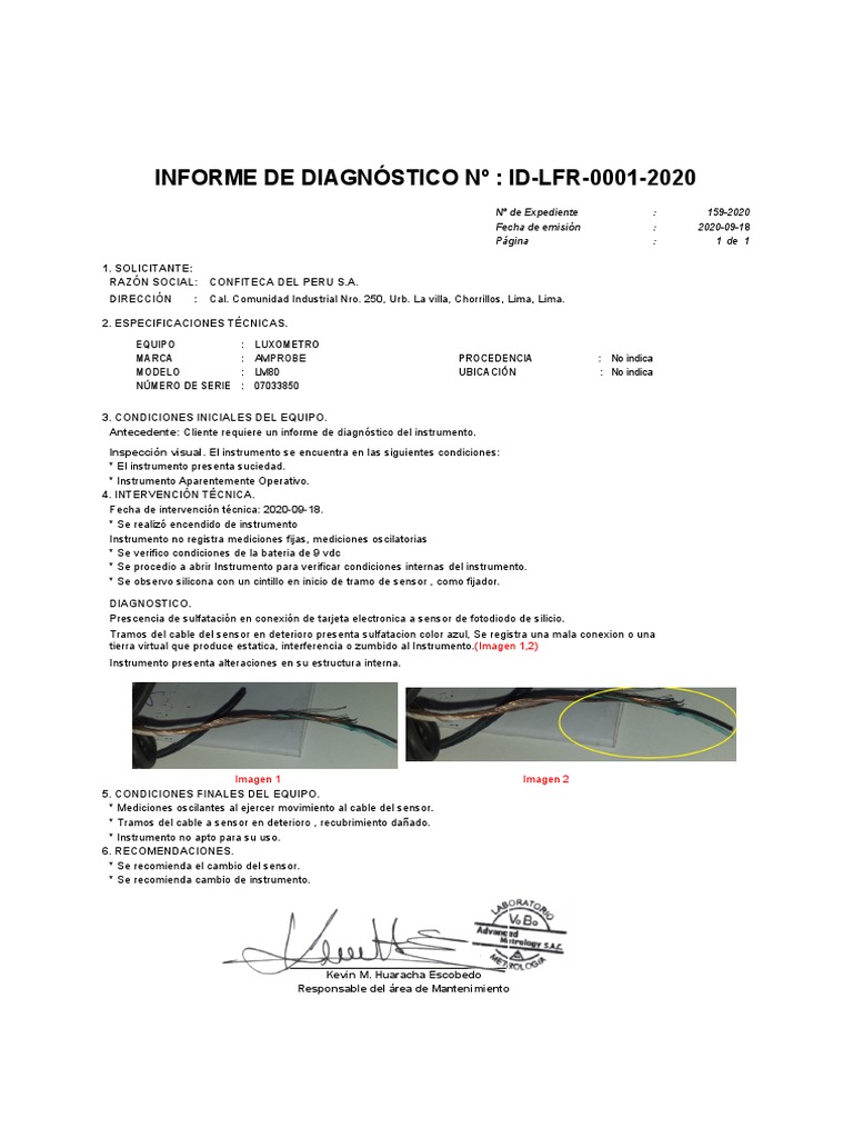 Id-Lfr-0001-2020 Luxometro - Confiteca Del Peru - KH | PDF
