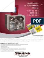 Especificaciones de impresoras térmicas de transferencia 32x50I y 32C