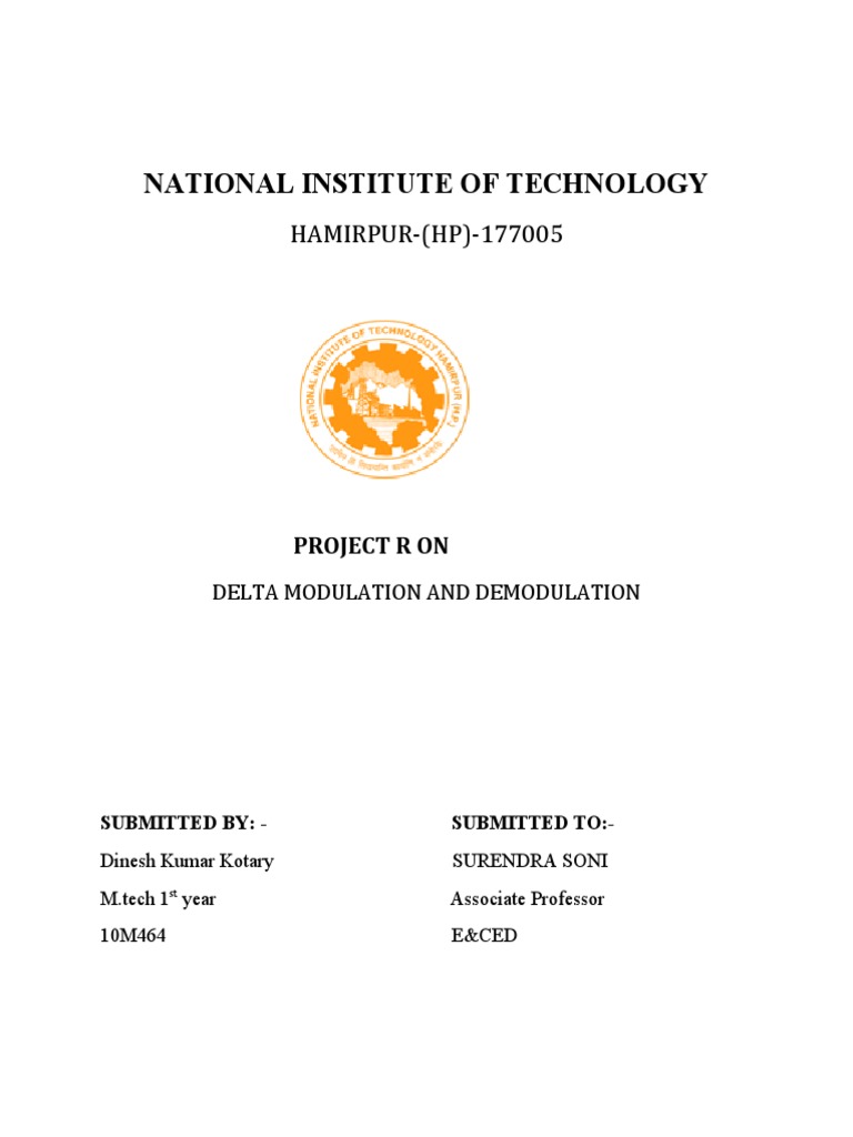 National Institute of Technology HAMIRPUR (HP) 177005 PDF