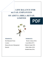 Work-Life Balance For Retail Employees of Aditya Birla Retail Limited