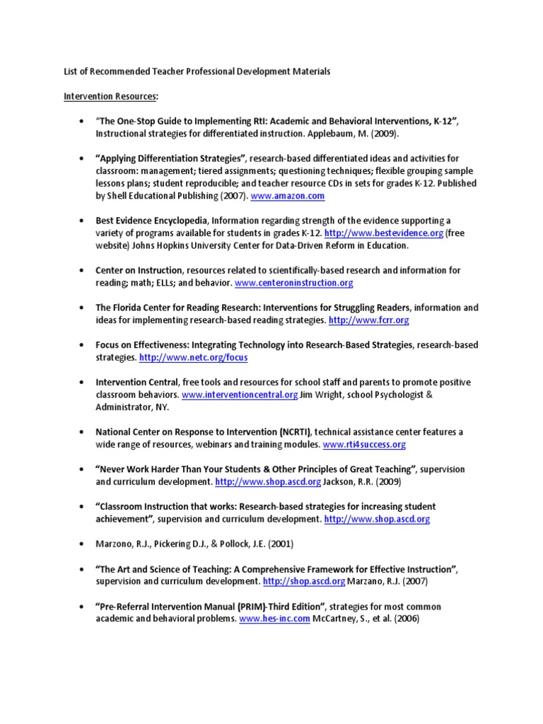 Teacher Professional Development Materials PDF Learning