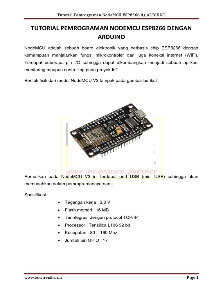 Tutorial Pemrograman Nodemcu Esp8266 Dengan Arduino | PDF