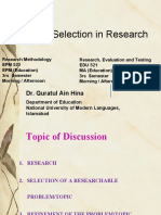 Problem Selection in Research: Dr. Quratul Ain Hina