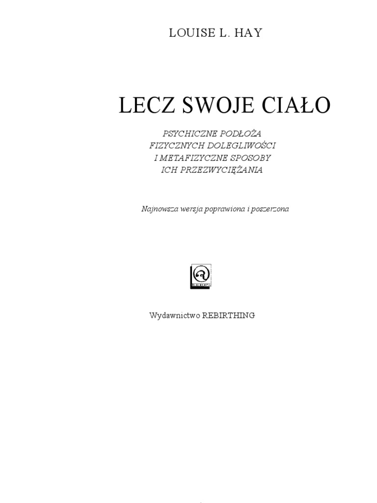 Louise Hay Możesz Uzdrowić Swoje życie Pdf