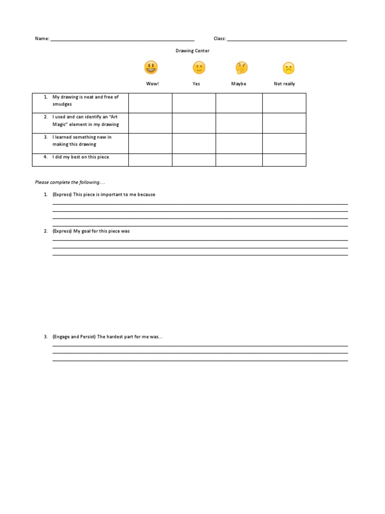 Student Art Reflection Worksheet | PDF | Career & Growth