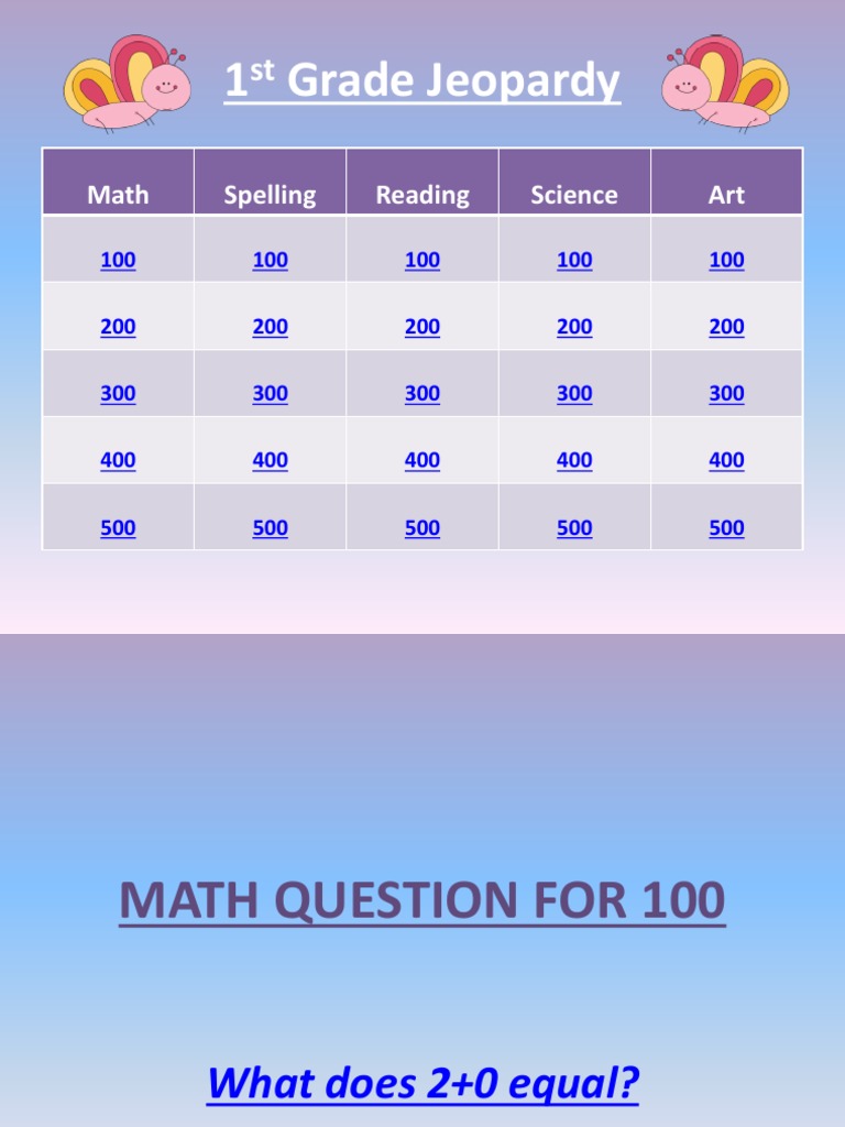1st Grade Jeopardy Edu 214 PDF Nature