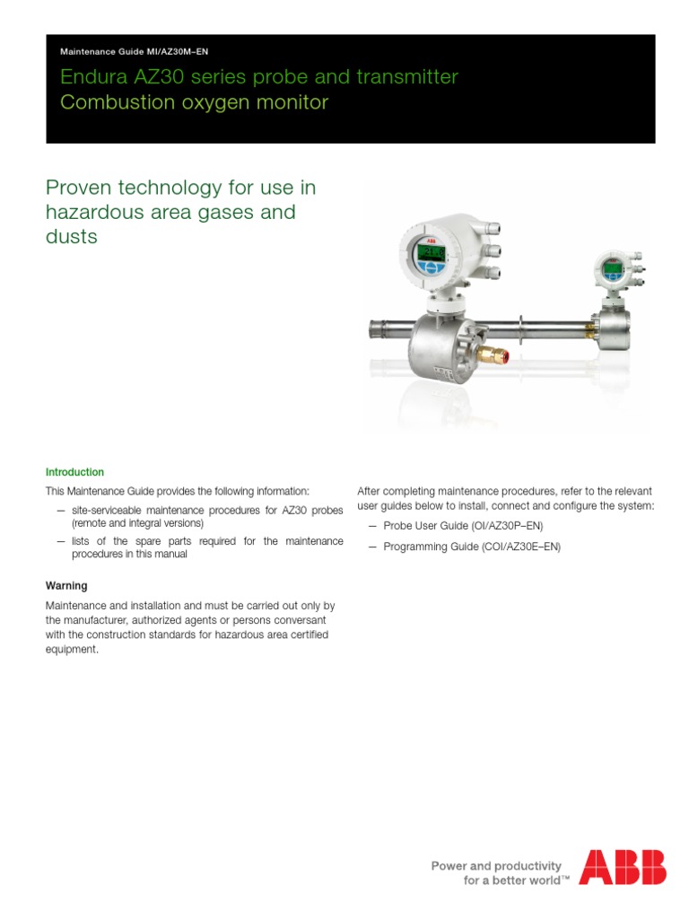 Combustion Oxygen Monitor: Endura AZ30 Series Probe and Transmitter ...