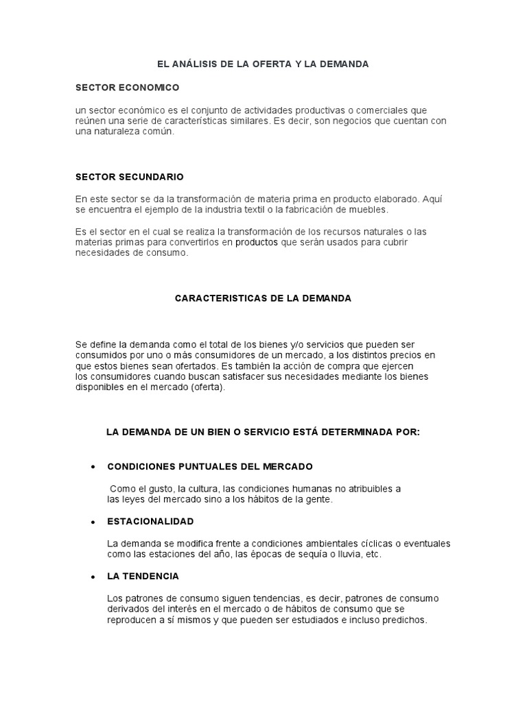 Análisis de Oferta y Demanda en Economía | PDF | Oferta (economía ...
