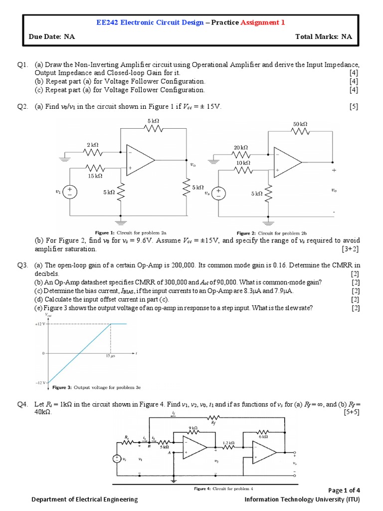 Practice Assignment1Electronic Circuit Design PDF Operational