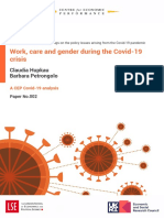 Work, Care and Gender During The Covid-19 Crisis: Claudia Hupkau Barbara Petrongolo
