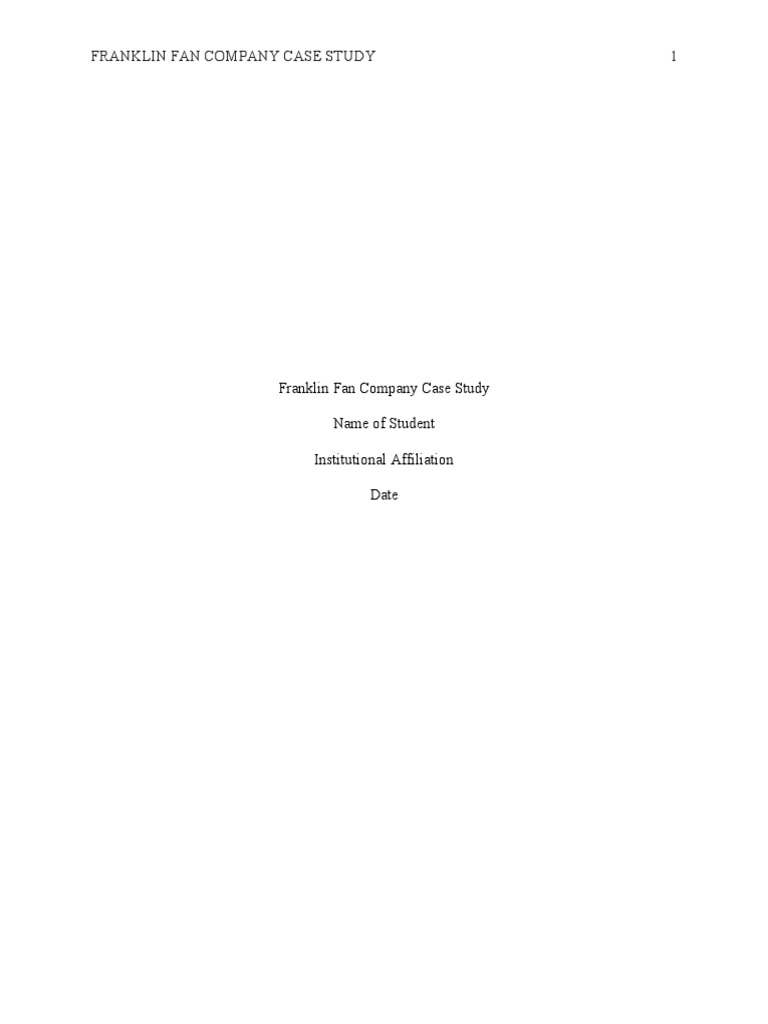 Franklin Fan Company Inventory Strategy | PDF | Inventory | Business