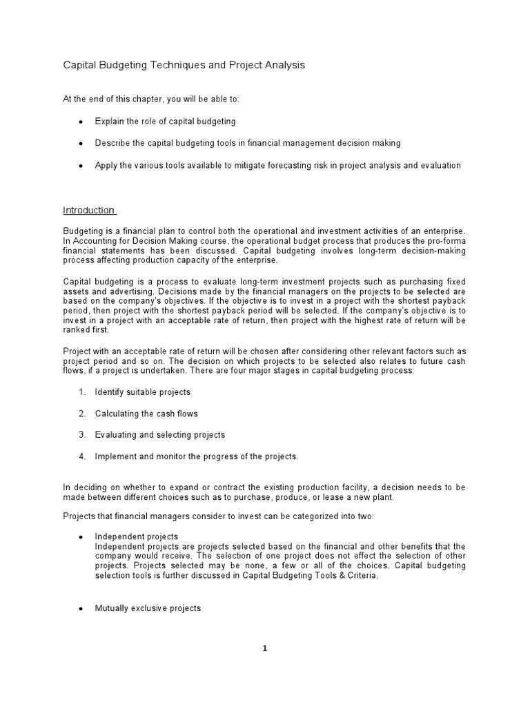 Capital Budgeting Techniques Explained | PDF | Capital Budgeting | Net ...