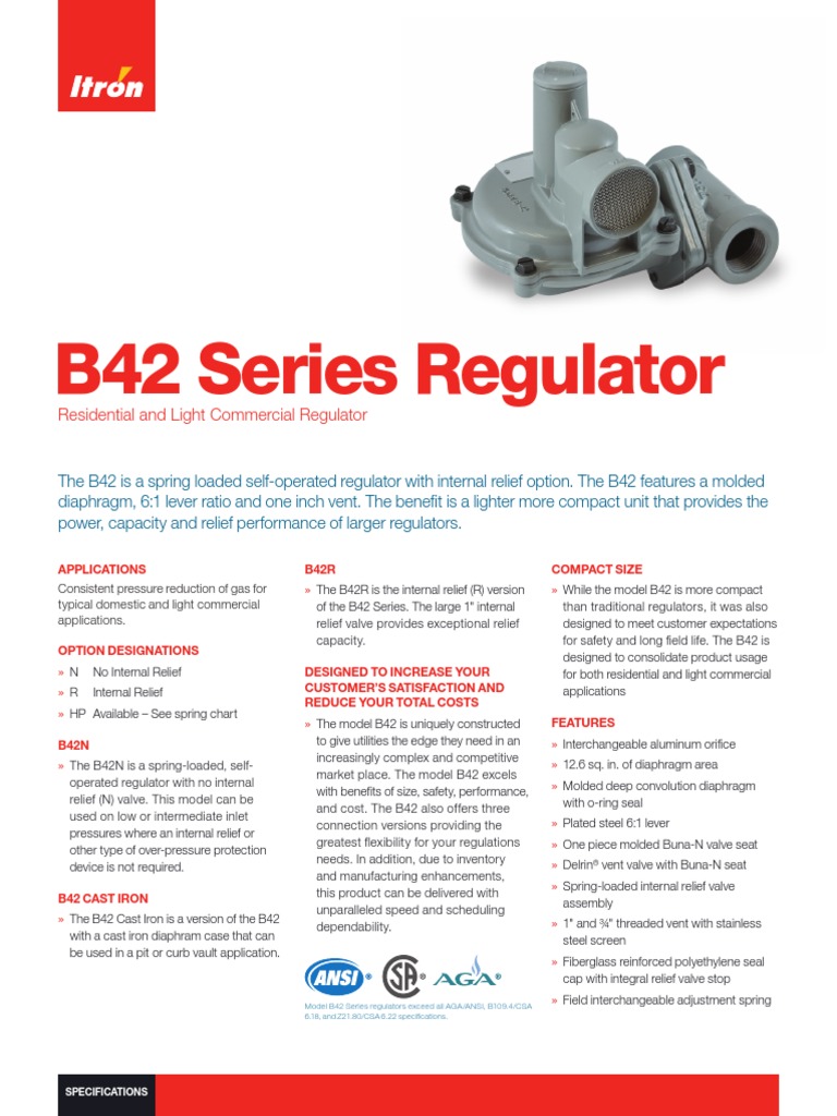 B42 Series Regulator Residential and Light Commercial Regulator PDF