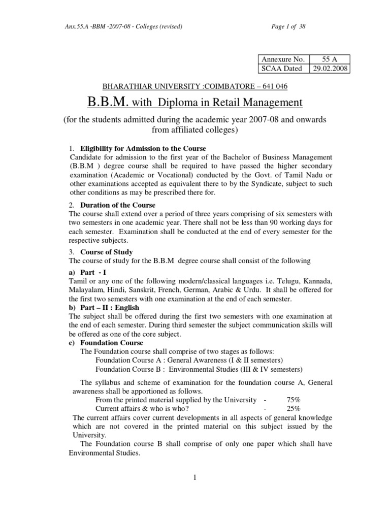 BBM Syllabus | PDF | Monopoly | Economics